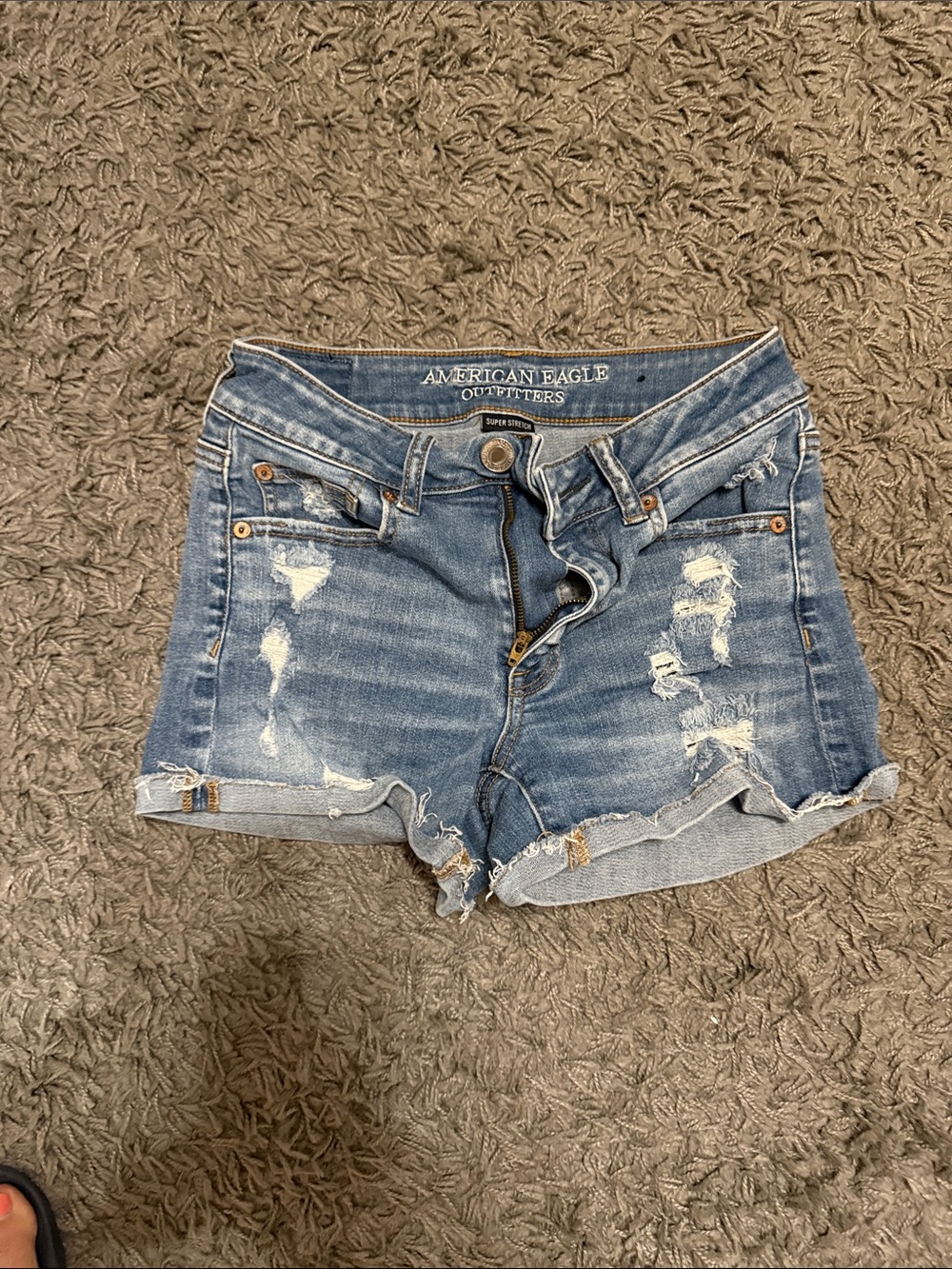 American Eagle Outfitters Distressed Cutoff Denim Shorts - Light Blue Wash
